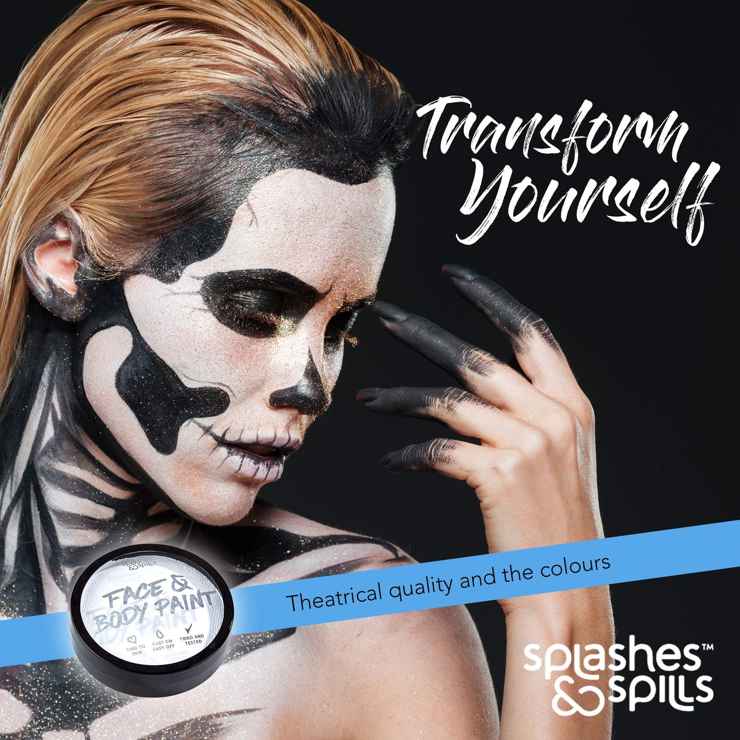 Face and Body Paint Cream - White, 18g Cake Tub - Pretend Costume and Dress Up Makeup by Splashes & Spills Beauty & Personal Care splashes & spills