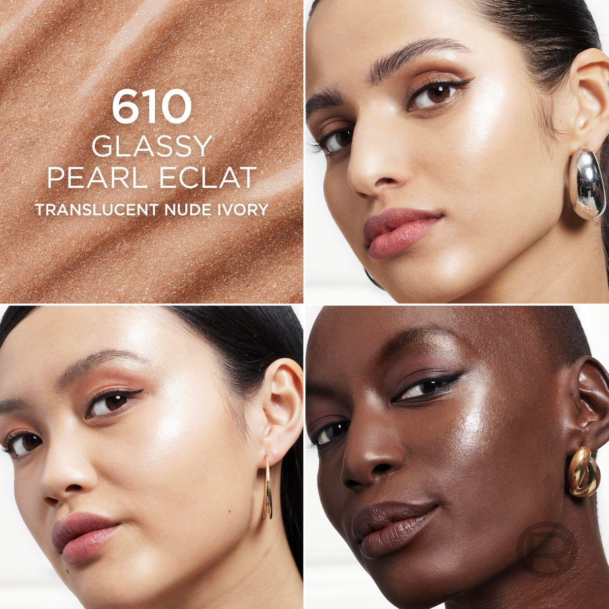 L'Oreal Paris True Match Lumi Le Glass Highlighter Stick, Reflective, Translucent, Glassy Highlighter for Face and Body, 610 Glassy Pearl Eclat, 0.17