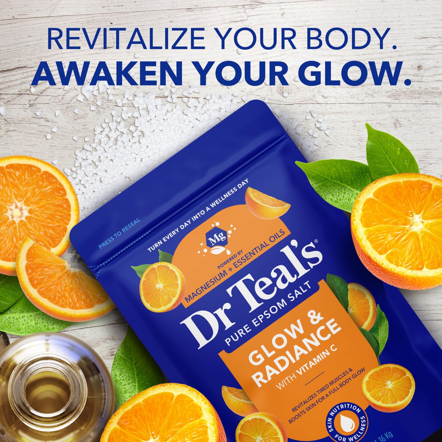 Dr Teal's Pure Epsom Magnesium Salt Soak, Glow & Radiance with Vitamin C & Citrus Essential Oils, 3 lbs Beauty and Personal Care Dr Teal's