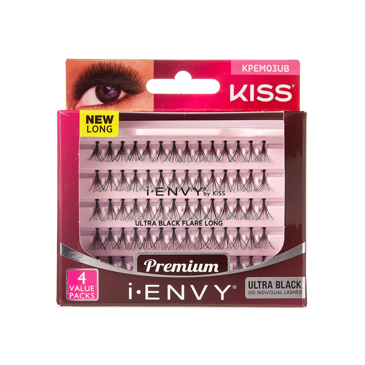 iENVY Knotted Individual Lash Ultra Black (Long) 2X Volume 4 Trays Multi Pack 280 Lashes Voluminous Glamorous Look Beauty & Personal Care i•ENVY
