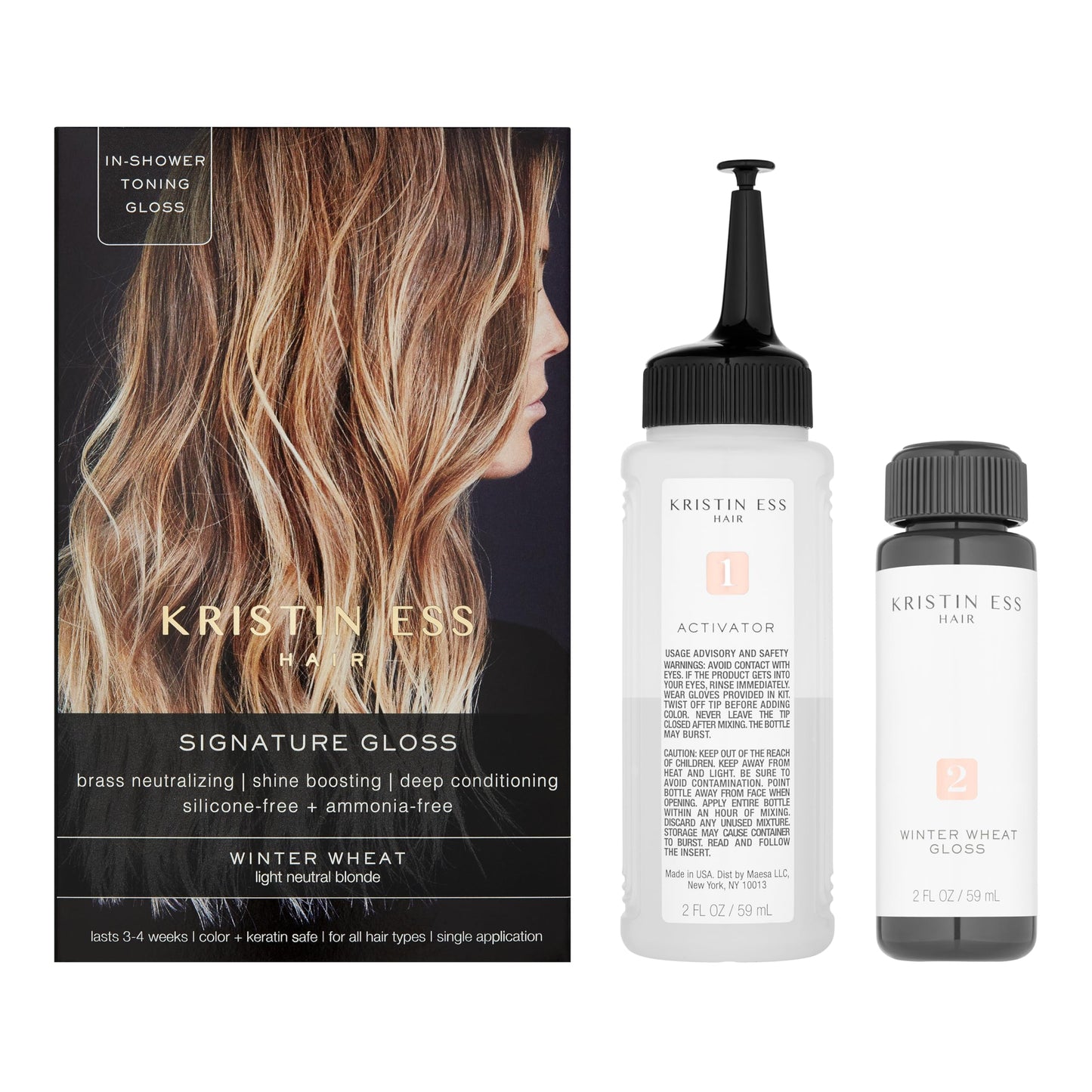 Kristin Ess Hair Gloss in Winter Wheat Light Neutral Blonde - 4 Wk Semi Permanent Hair Color for Women - Light Blonde Color Depositing Conditioner Beauty & Personal Care Kristin Ess