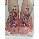 Indian Fashion Art Bollywood Feet Tattoo Sparkling Rhinestone Stick-On Reuseable Bindi (Pink/Purple) Beauty & Personal Care Padma Craft