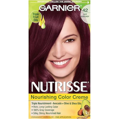 Garnier Nutrisse Nourishing Color Creme, 42 Deep Burgundy Black Cherry Beauty & Personal Care Garnier