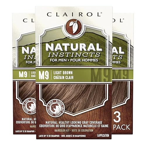 Clairol Natural Instincts Semi-Permanent Hair Dye for Men, M9 Light Brown Hair Color, Pack of 3 Beauty & Personal Care Clairol