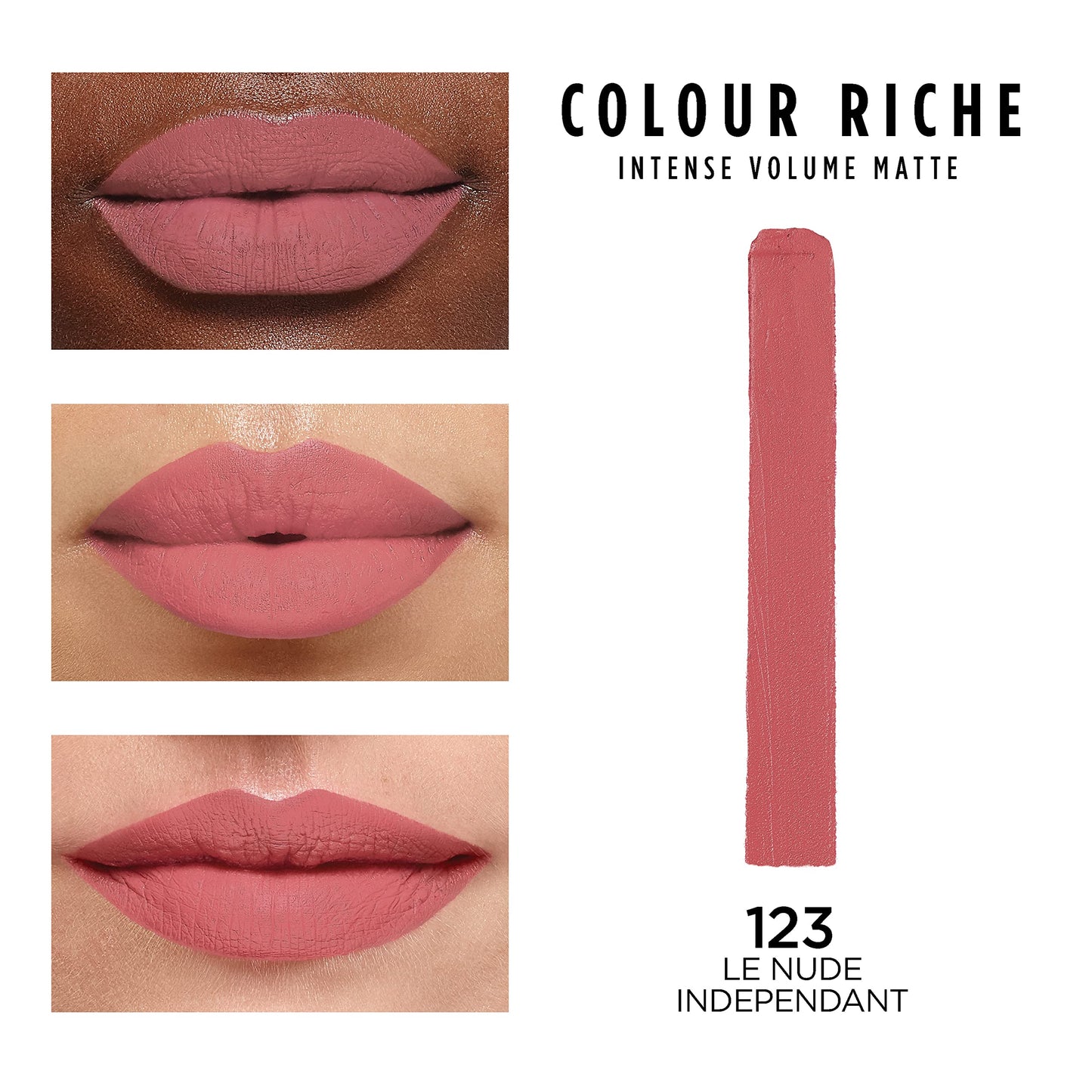 L'Oreal Paris Colour Riche Intense Volume Matte Lipstick, Lip Color Infused with Hyaluronic Acid for up to 16hr All Day Comfort, Le Nude Independant, Beauty & Personal Care L'Oreal Paris