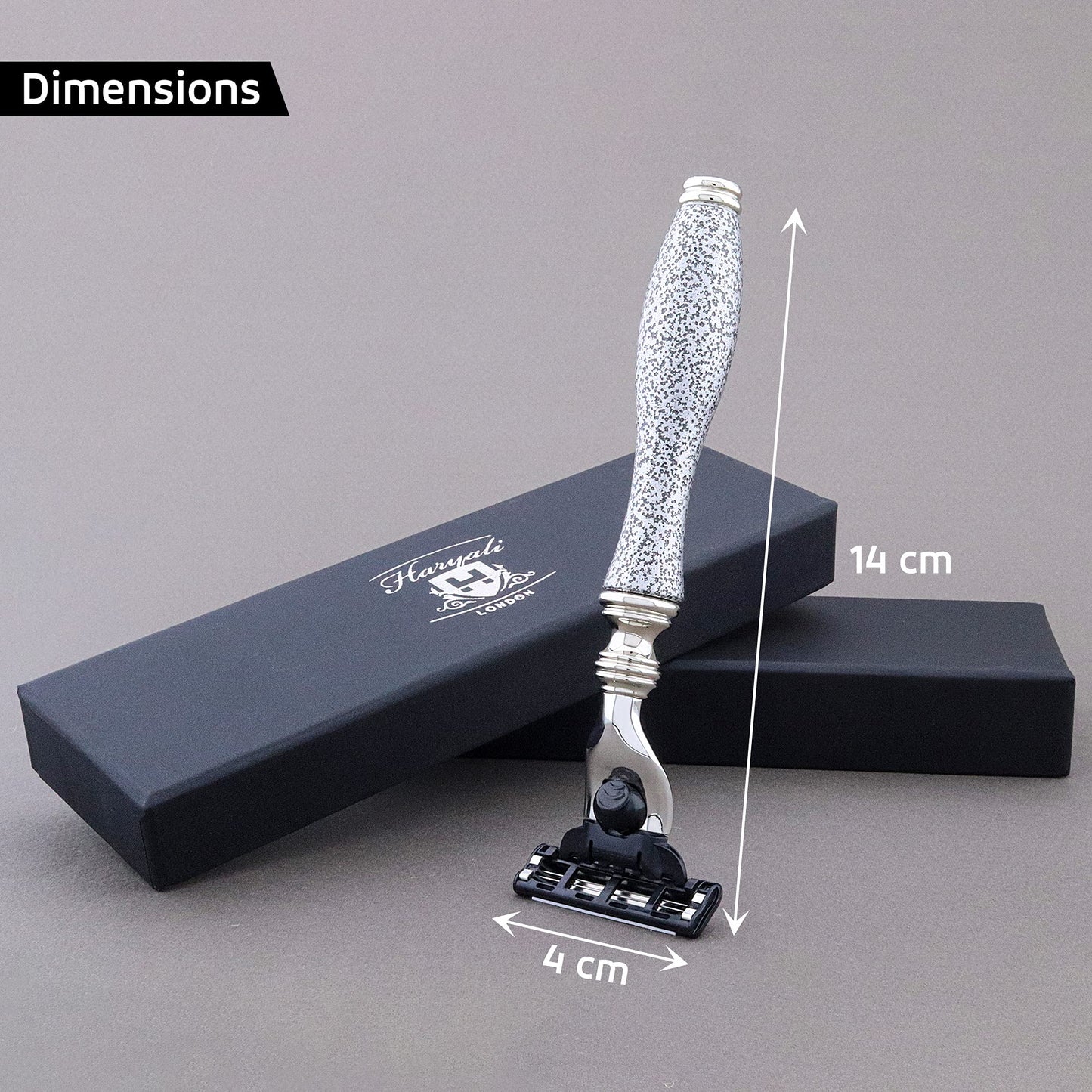 Haryali London 3 Edge Shaving Razor Handmade Silver Antique Design Handle Beard and Mustache Safety Razor For Men Perfect Shave Beauty and Personal Care Haryali London
