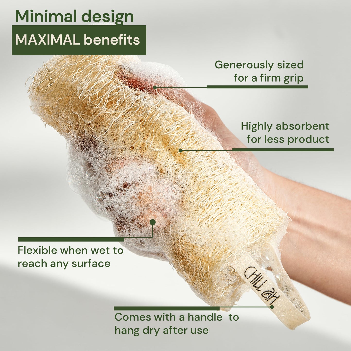 Chill Ah Natural Loofah Sponge Set - 100% Plant-Based, Dye-Free, Biodegradable Bath Exfoliator for Glowing Skin - Handcrafted in Vietnam (4-Pack) Beauty and Personal Care Chill Ah