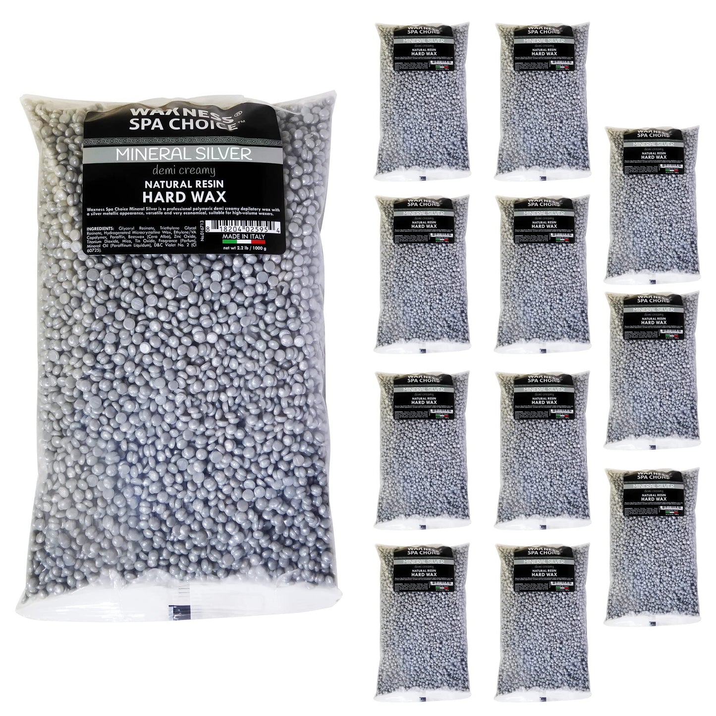 Waxness Spa Choice Mineral SIlver Demi Creamy Hard Wax Beads 2.2 lb / 1 kg Bulk Pack of 12 Beauty and Personal Care Waxness