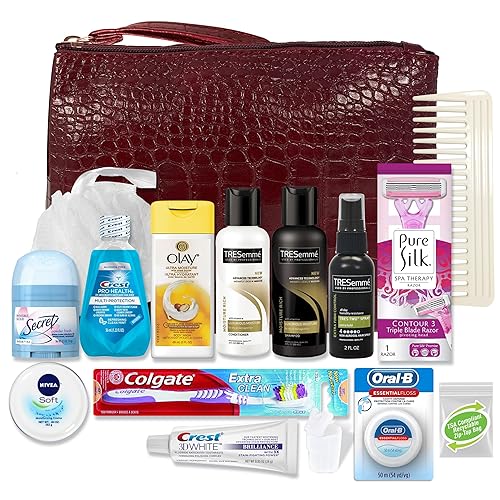 Women's Premium 16 PC Travel Kit - Stocking Stuffer and Holiday Gift Set with Tresemme Hair Products and Bath Essentials - Floss May Vary Beauty & Personal Care Convenience Kits International