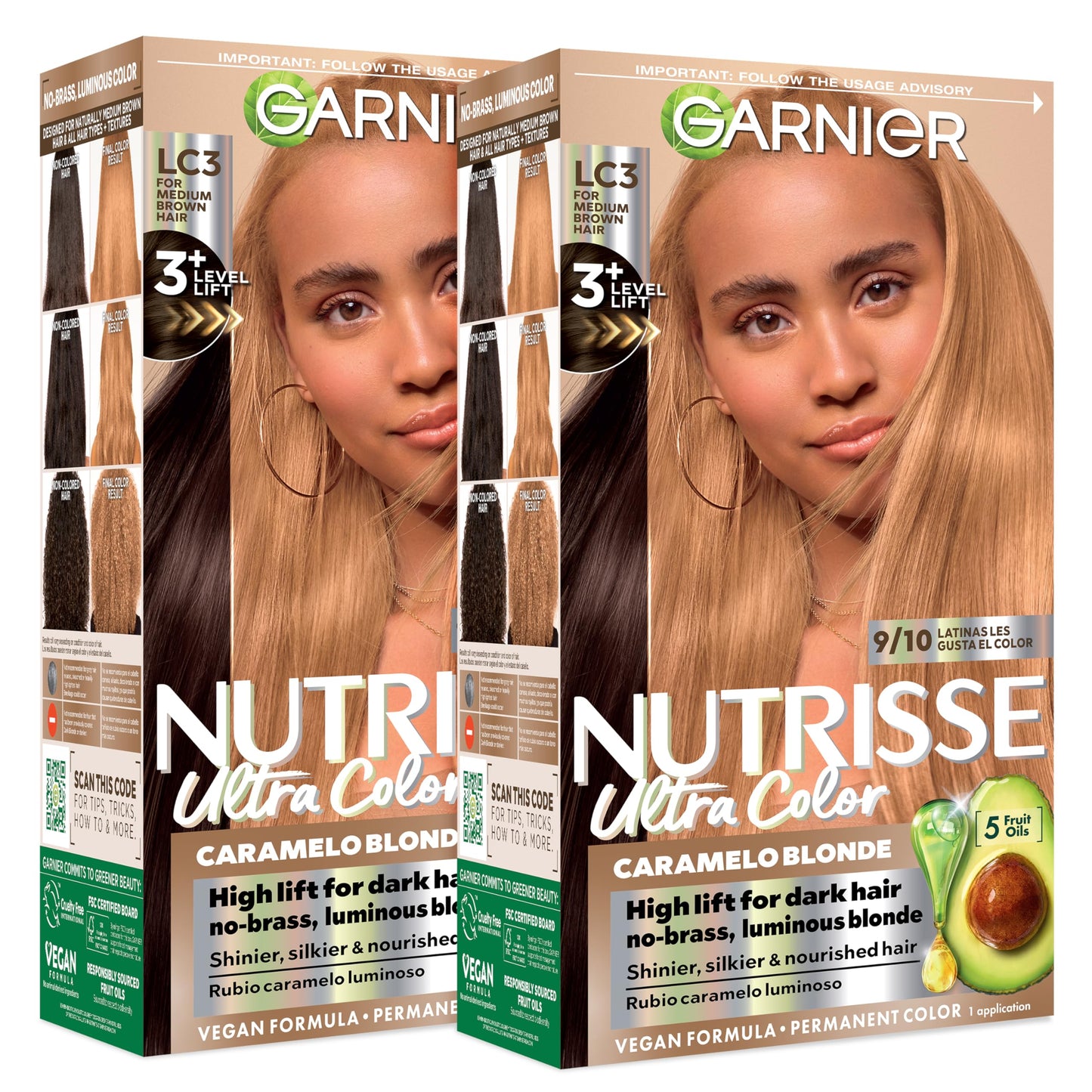 Garnier Nutrisse Ultra Color Hair Color, Permanent Hair Dye for Up to 8 Weeks of Bold, Vibrant Results, Vegan & Cruelty-Free, LC3 Hi-Lift Blonde (Tres Beauty & Personal Care Garnier