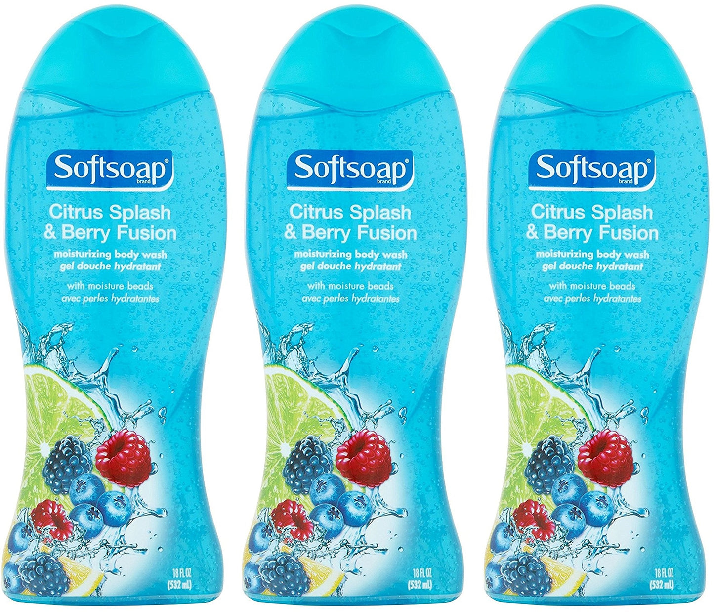 Softsoap Moisturizing Body Wash - Citrus Splash & Berry Fusion - Net Wt. 18 FL OZ (532 mL) Per Bottle - Pack of 3 Bottles Beauty & Personal Care Softsoap