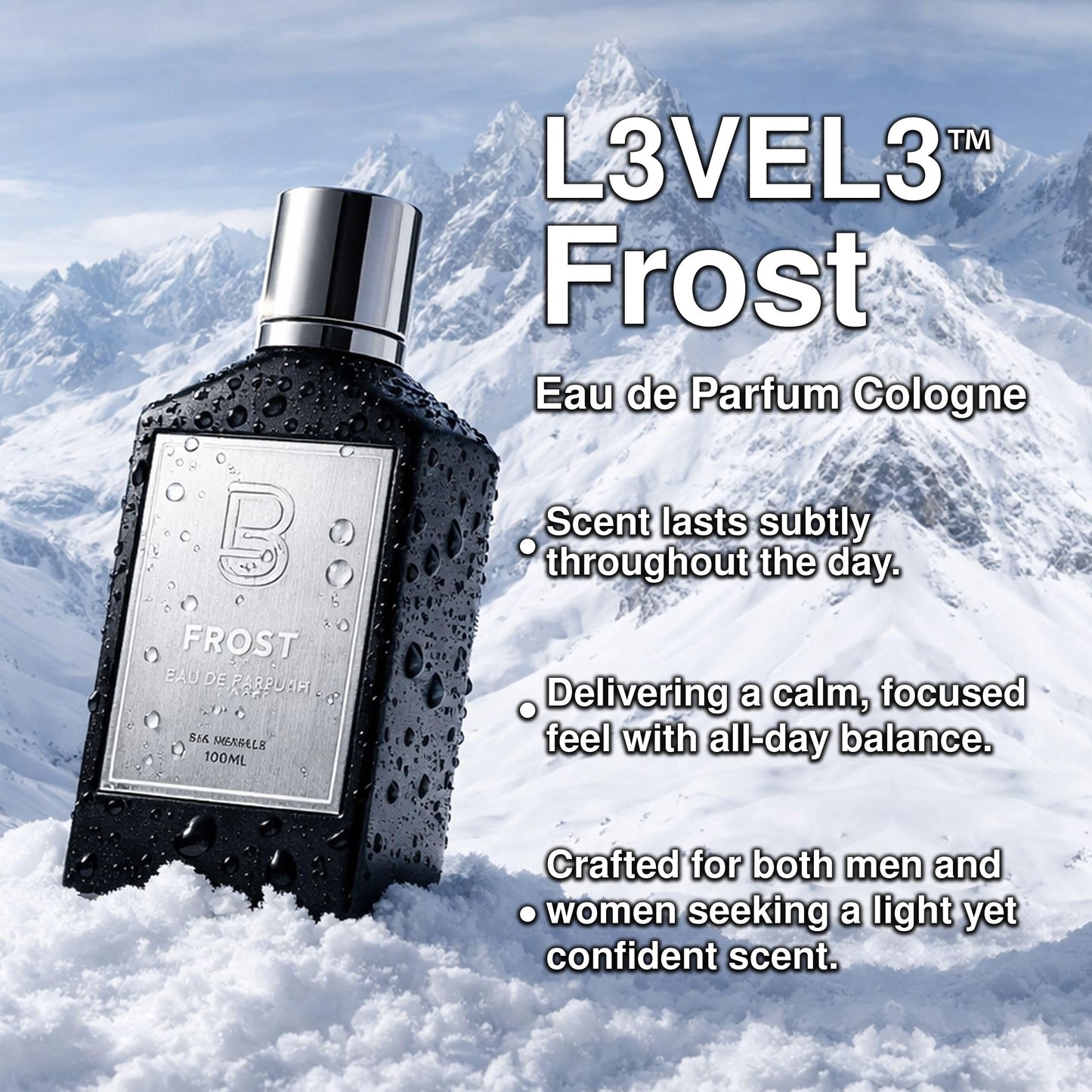 L3 Level 3 Eau de Parfum Cologne for Men - Long Lasting EDP - Juniper, Frozen, Pine Notes - 3.38 fl oz (Frost) Beauty & Personal Care L3