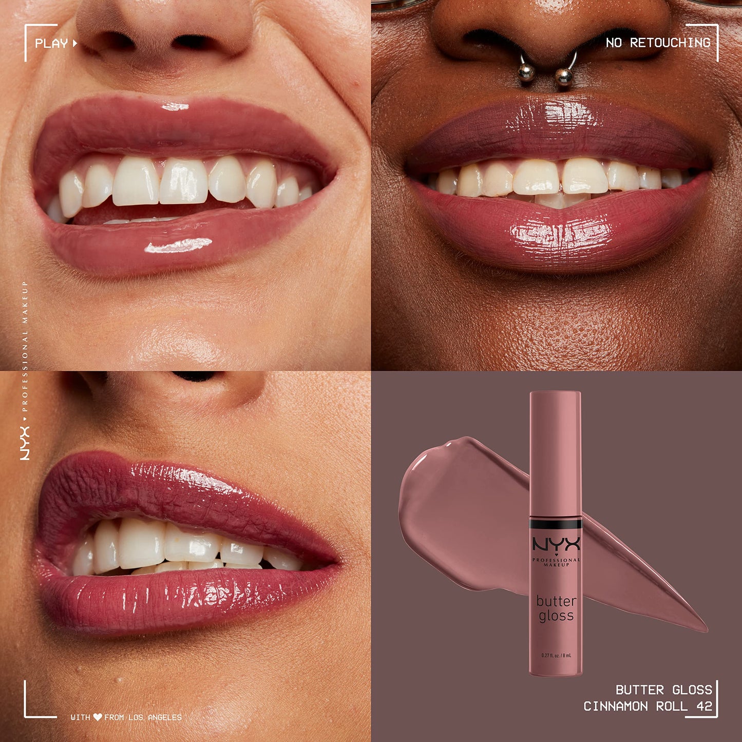 NYX PROFESSIONAL MAKEUP Butter Gloss, Non-Sticky Lip Gloss - Cinnamon Roll (Dusty Nude Mauve) Beauty & Personal Care NYX PROFESSIONAL MAKEUP