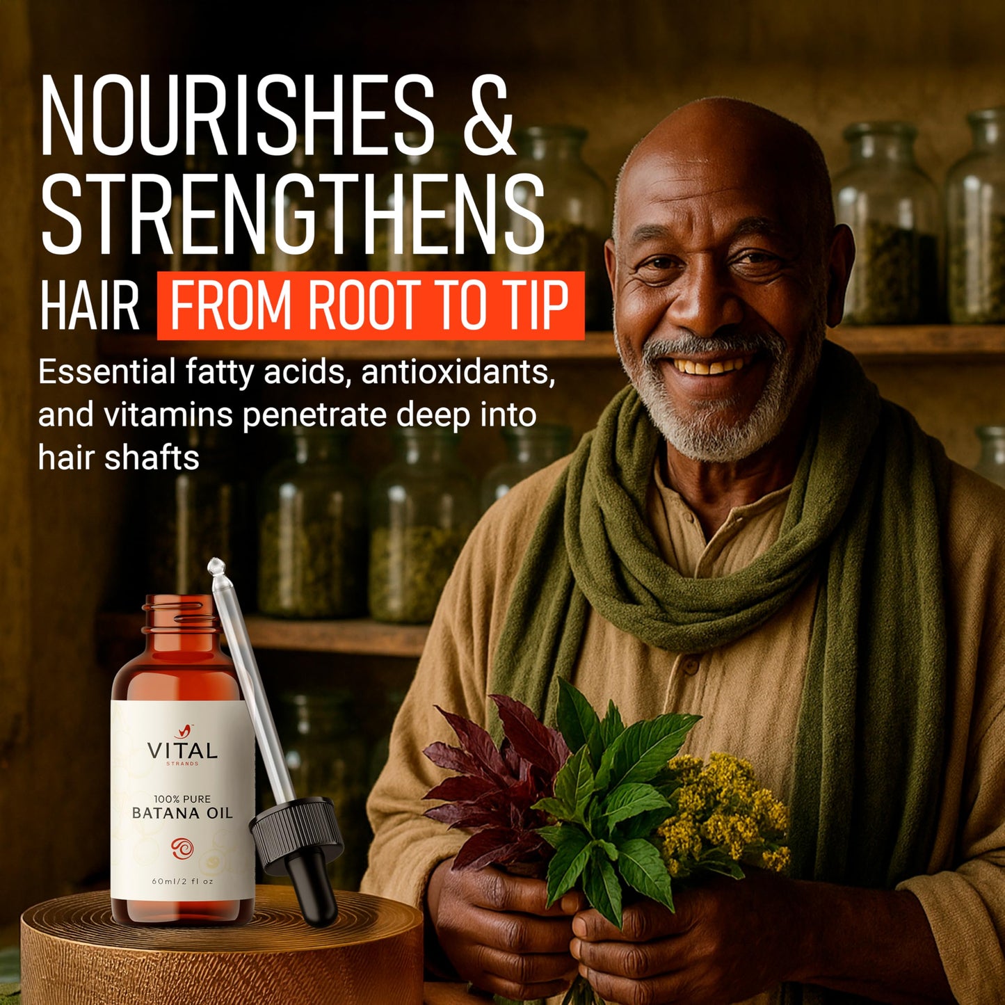 Vital Strands Batana Oil for Hair Growth - 100% Pure & Organic Botana Oil from Honduras - Strengthens, Thickens & Restores Natural Hair - Cold Pressed Beauty & Personal Care Vital Strands