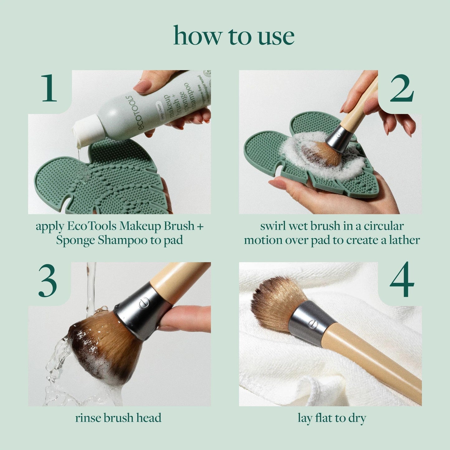 EcoTools Makeup Brush Cleansing Pad + Deep Clean Shampoo Bundle, Brush Cleaner Mat & Makeup Brush Cleanser For Deep Cleaning Tools, Clean Formula Beauty and Personal Care EcoTools