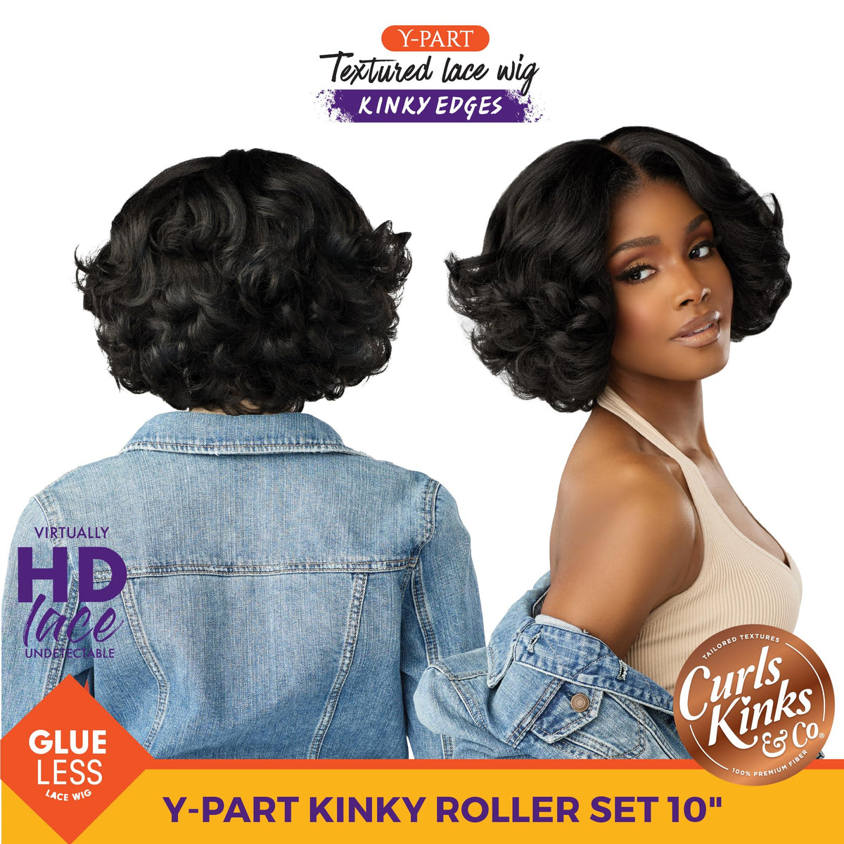 Sensationnel CKCO Kinkyedges Wig-Kinky Roller Set 10 Inch, 1B OFFBLACK