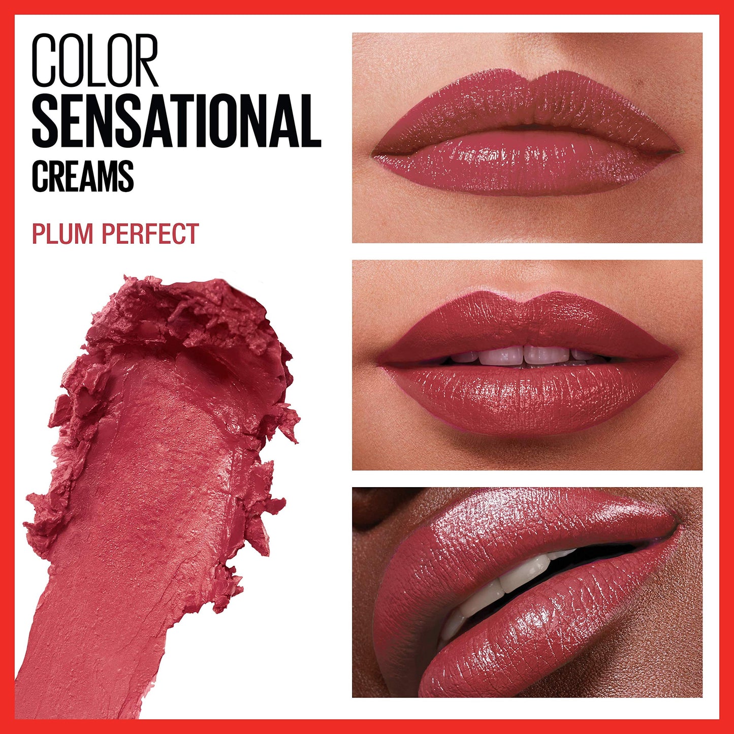 Maybelline Color Sensational Lipstick, Lip Makeup with a Cream Hydrating Lipstick Finish, Plum Perfect, 1 Count (Packaging May Vary) Beauty & Personal Care MAYBELLINE