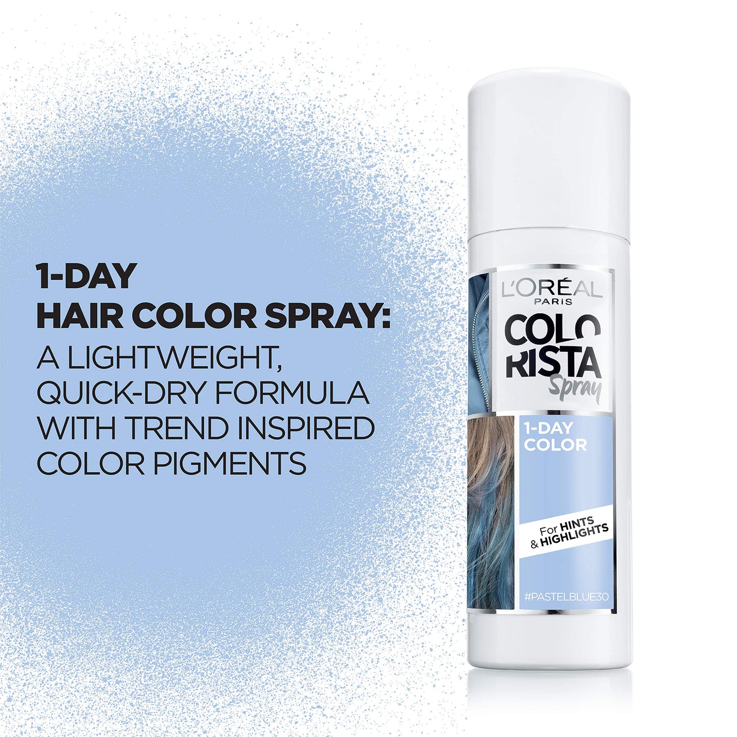 L'Oreal Paris Colorista 1-Day Washable Temporary Hair Color Spray, Pastel Blue, 2 Ounces Beauty & Personal Care L'Oreal Paris