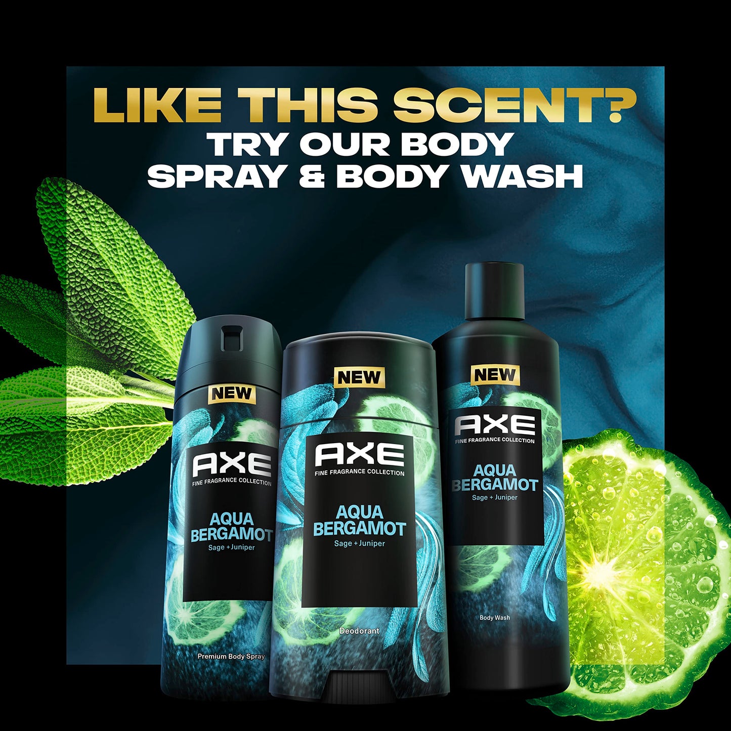 AXE Fine Fragrance Collection Deodorant Stick 48H Odor Protection Aqua Bergamot Aluminum-Free Body Deodorant Infused with Bergamot, Sage and Juniper Beauty and Personal Care AXE