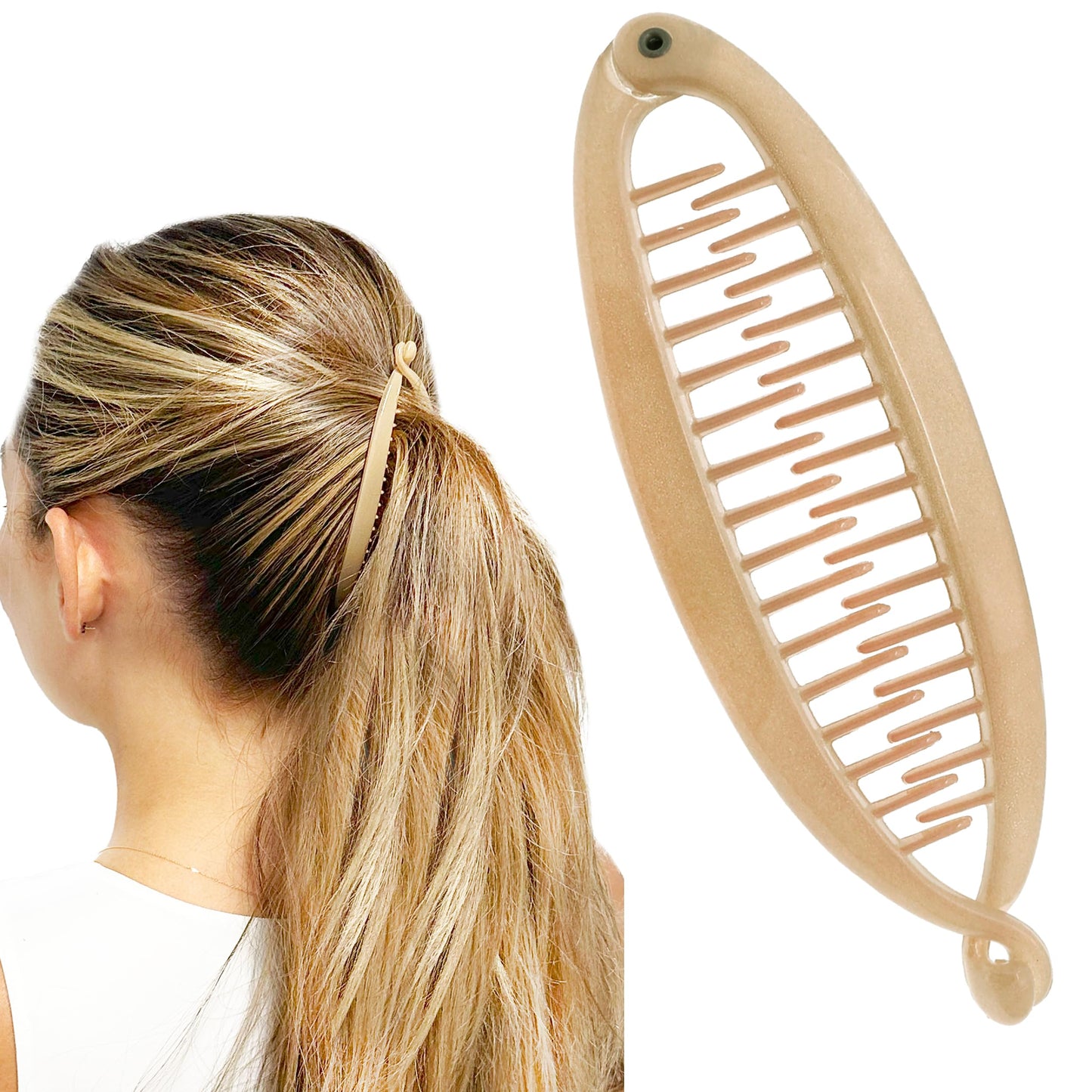 Camila Paris CP3133 4.5 inch French Banana Clip Hair Comb Classic Girls Updo Flexible Ponytail Holder Interlocking Banana Combs, Fashion Durable Beauty & Personal Care Camila