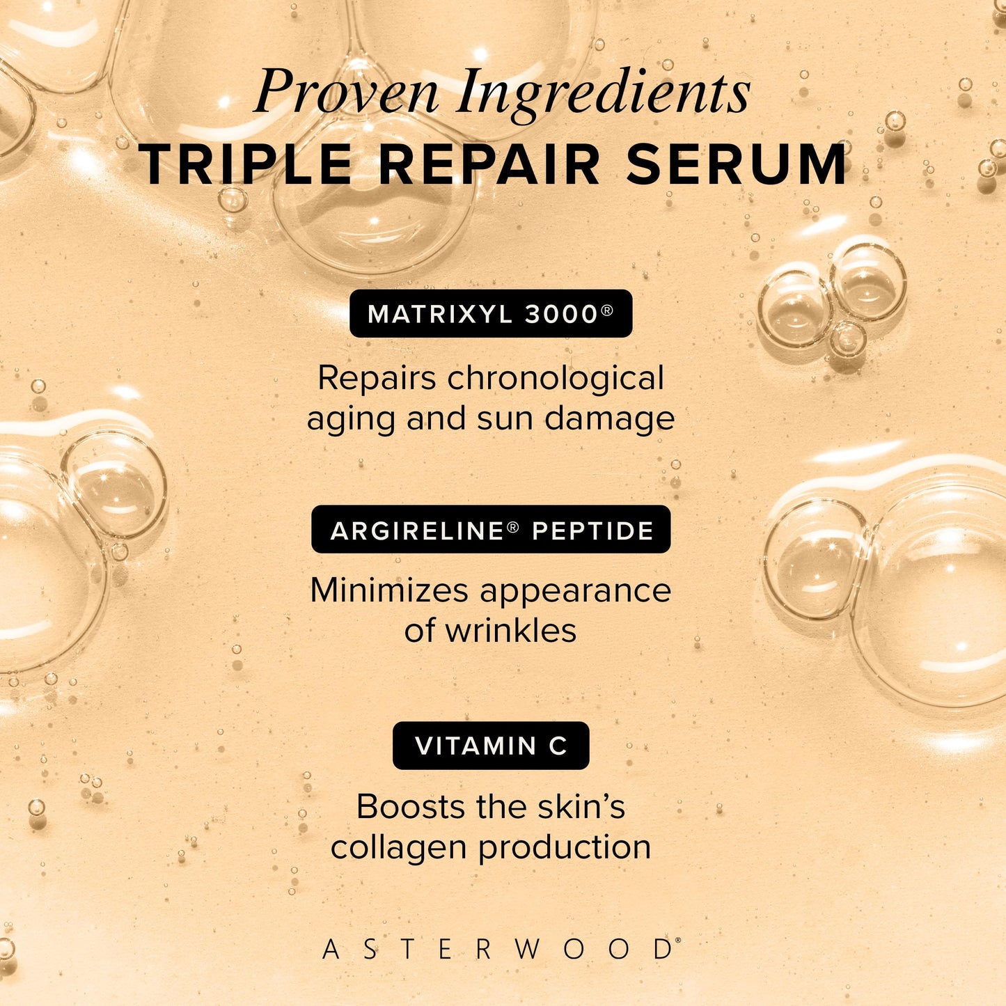 Asterwood Triple Repair Matrixyl 3000 + Argireline + Hyaluronic Acid + Vitamin C Serum for Face - Anti-Aging, Collagen Boosting, Hydrating Beauty & Personal Care Asterwood