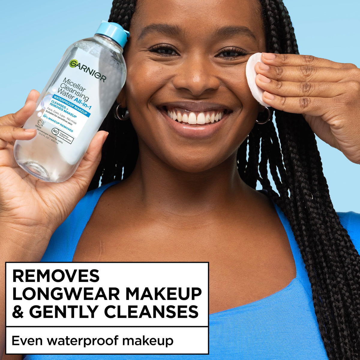 Garnier SkinActive Micellar Cleansing Water, For Waterproof Makeup, 3.4 Fl Oz