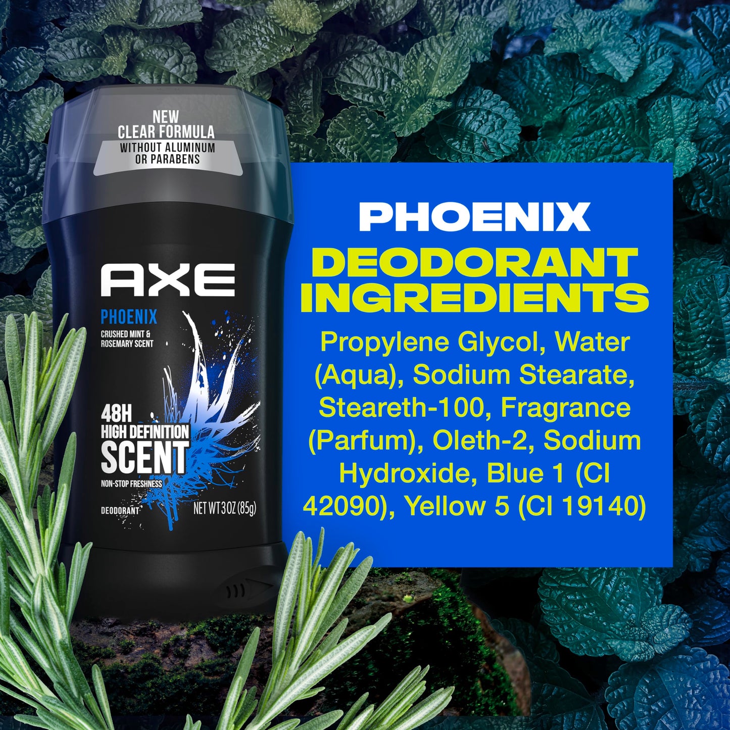 AXE Dual Action Deodorant Stick For Long Lasting Odor Protection, Phoenix Crushed Mint & Rosemary Men's Deo, Aluminum Free 3oz Twin Pack Beauty and Personal Care AXE