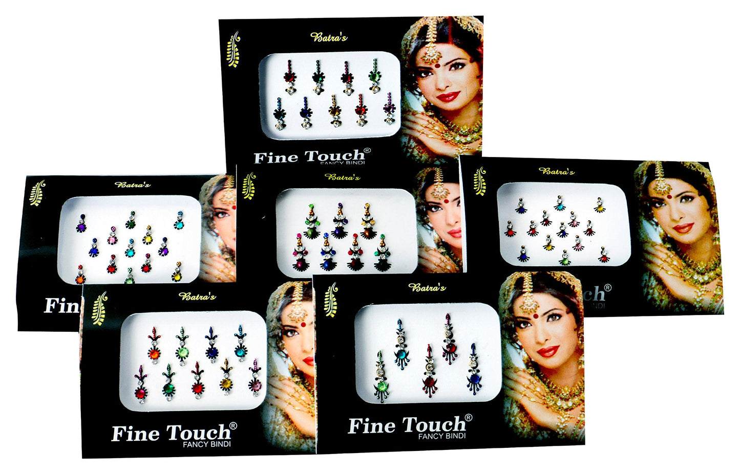 6 Packs- 42 Self-Adhesive Bindis Small to Long Forehead Tika Beauty & Personal Care Fine Touch