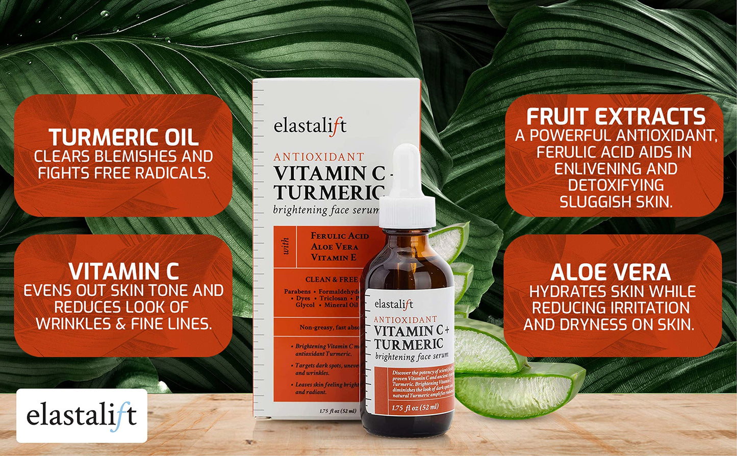 Elastalift Concentrated Vitamin C + Turmeric Oil Anti Aging Facial Serum Skin Care Booster - Promote Clear & Brighten Skin Tone - Hydrate Dry Skin Beauty & Personal Care Elastalift