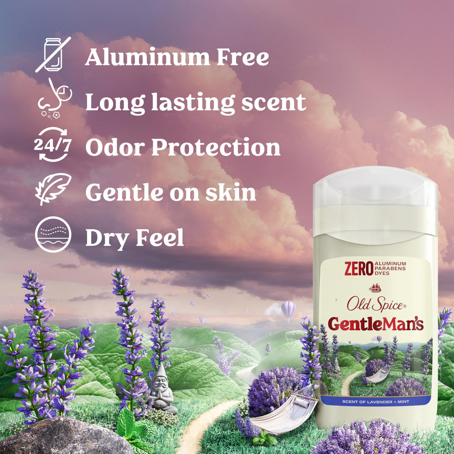 Old Spice GentleMan's Aluminum Free Dry Feel Deodorant for Men, 24/7 Lasting Freshness, Gentle on Skin with Skin Conditioners, Lavender + Mint Scent Beauty & Personal Care Old Spice