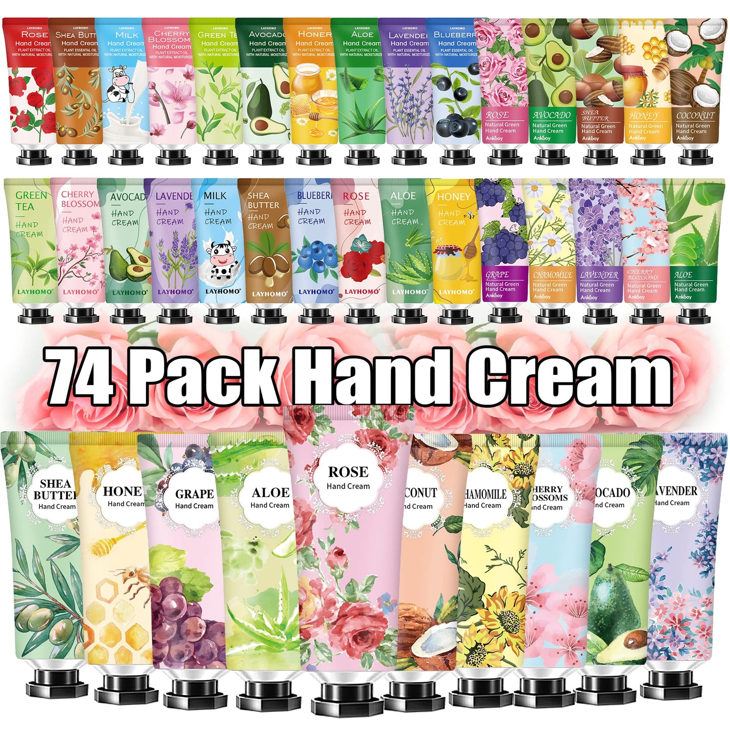 74 Pack Hand Cream Gift Set For Women and Girls,Stocking Stuffers Christmas Gifts Bulk,Appreciation Gifts,Nurses Gifts,Natural Plant Hand Lotion Beauty & Personal Care Layhomo