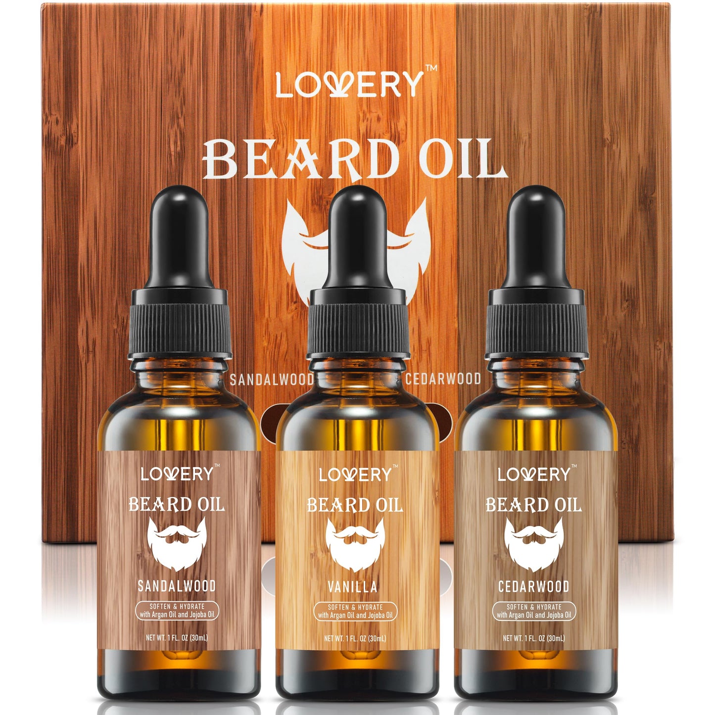 Beard Oil for Men - Sandalwood, Vanilla & Cedarwood Natural Mens Beard Oil Kit with Argan & Jojoba Oil - Beard Softener & Deeply Moisturizer Adding Beauty and Personal Care LOVERY