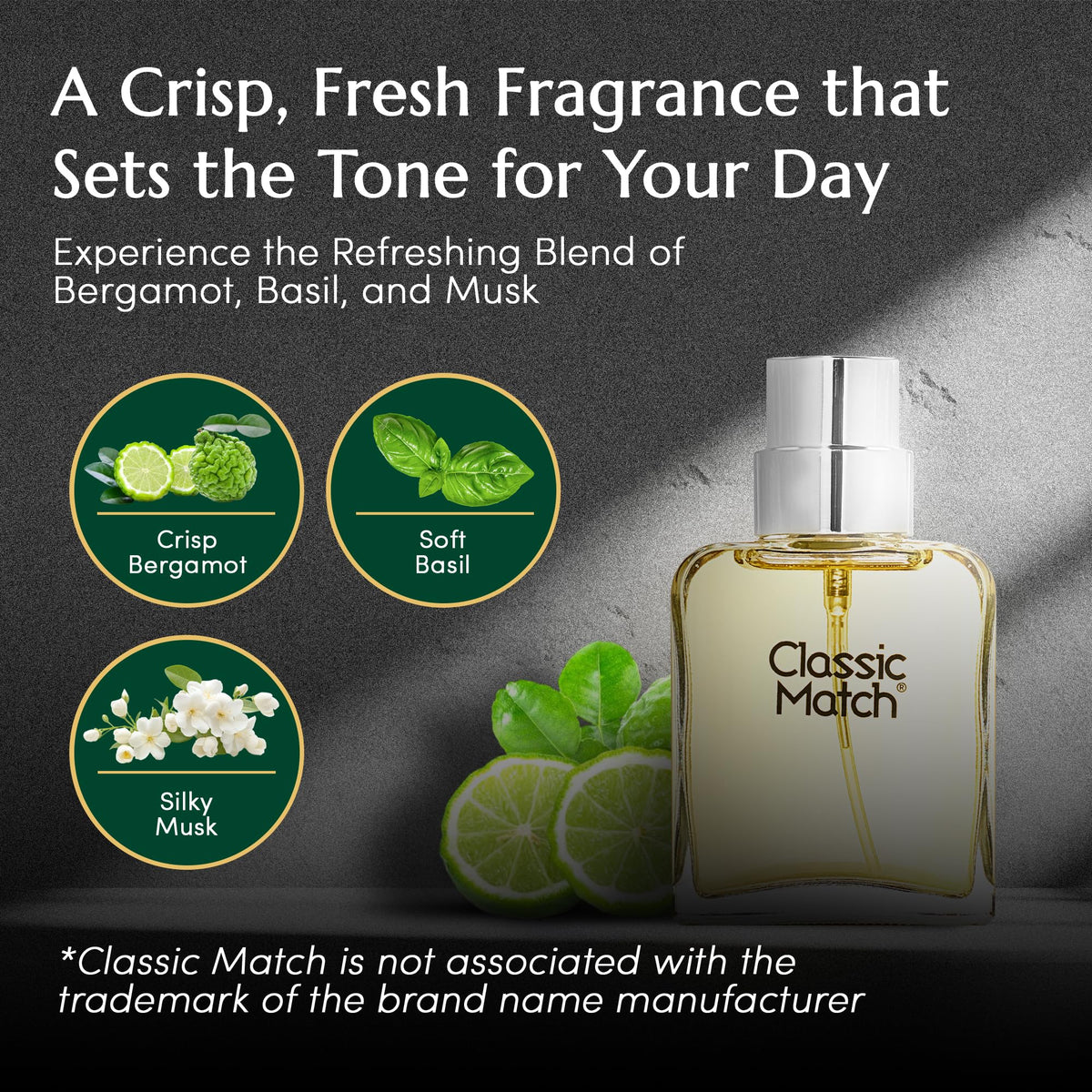 PB ParfumsBelcam Classic Match Green Eau De Toilette Spray for Men - Fresh Chypre Cologne, Bergamot, Basil, Musk, Long-Lasting Masculine Fragrance Beauty & Personal Care PB ParfumsBelcam