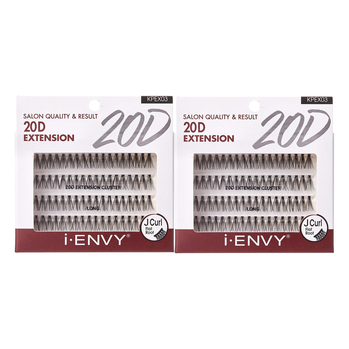 i-ENVY 20D Extension Cluster Individual Lashes (Long, 2 PACK) Flat Root Seamless Application Perfect For DIY Lash Extension Beauty & Personal Care i•ENVY