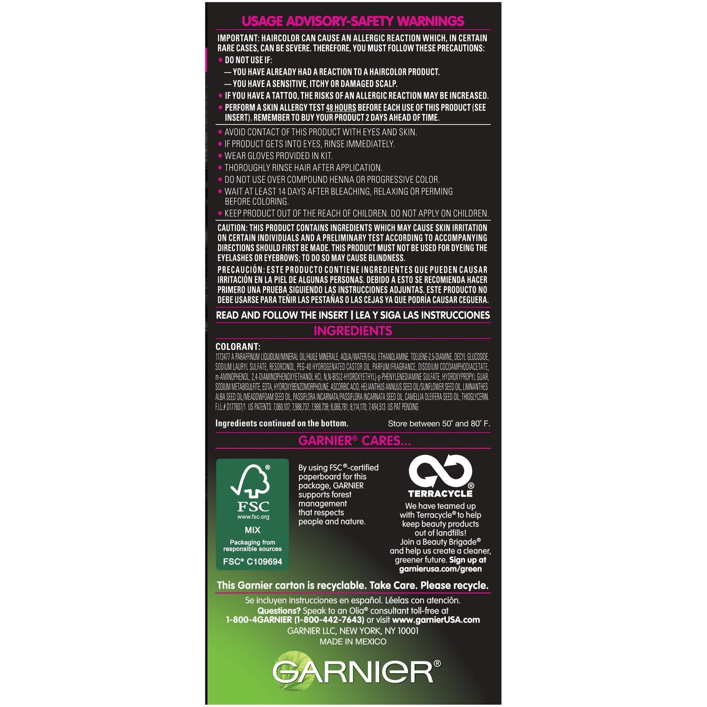 Garnier Olia Ammonia-Free Brilliant Color Oil-Rich Permanent Hair Color, 1.0 Black (Pack of 1) Black Hair Dye (Packaging May Vary) Beauty & Personal Care Garnier