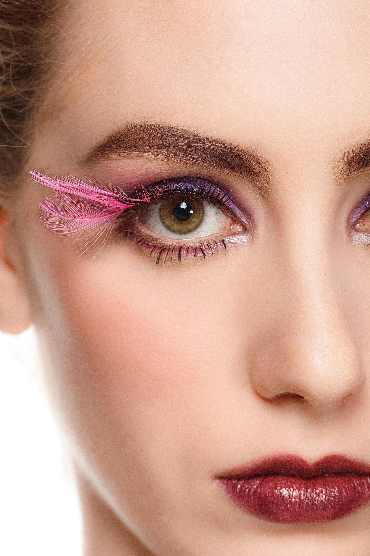 Dorise Pink Eyelashes Light Pink Colorful Halloween lashes Cat eye style Feather Lashes for cosplay halloween season P3 1 Pair dramatic