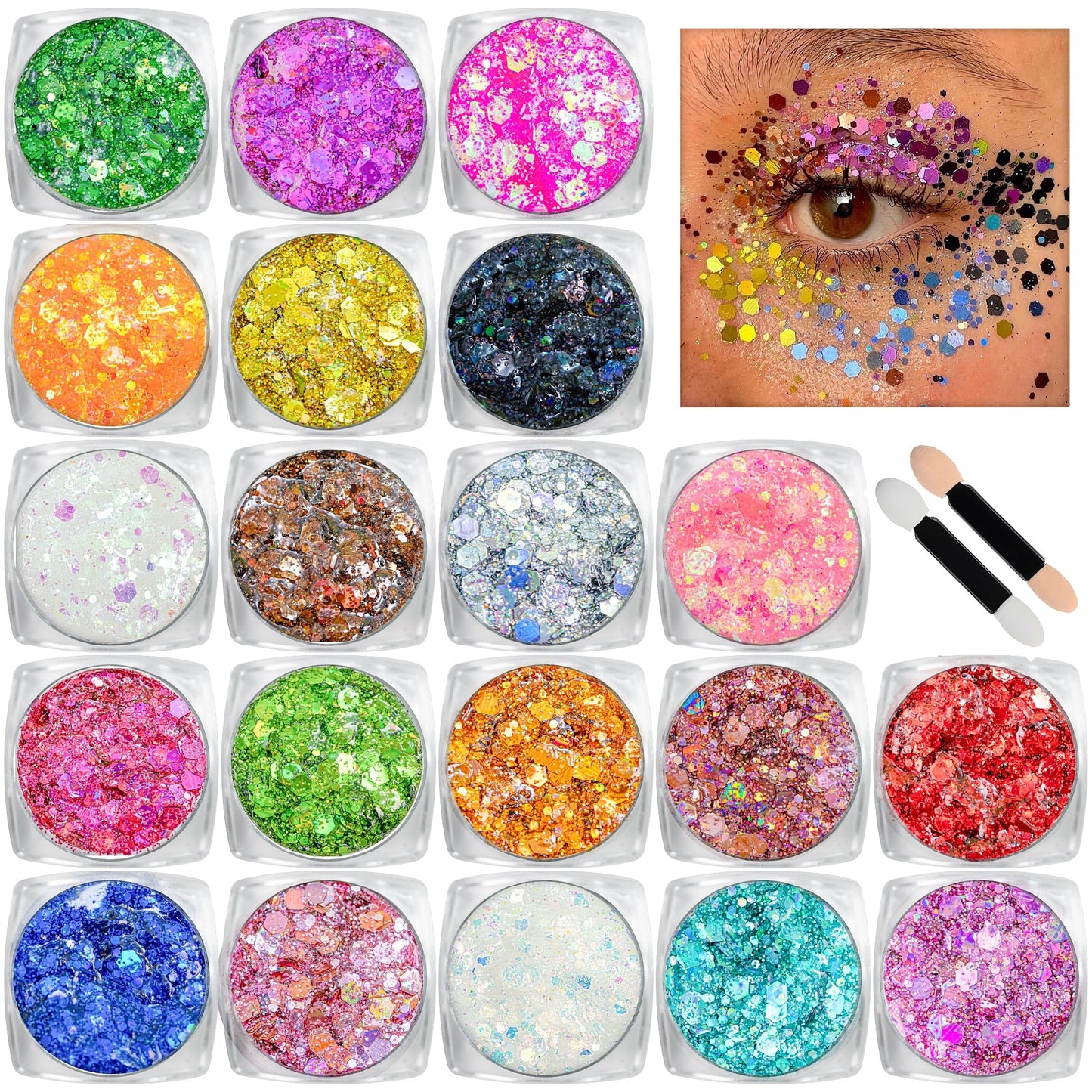Body Glitter Face Glitter Makeup Festival Glitter, 20 Colors Face and Body Glitter Gel, Hair Glitter Gel, Body Makeup Beauty & Personal Care Estanoite