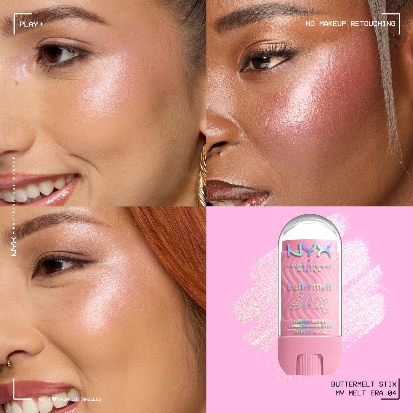 NYX PROFESSIONAL MAKEUP Buttermelt Glaze Stix, Non-Greasy Highlighter Stick With Up To 8HR Make Up Wear - 04 My Melt Era (Pink) Beauty & Personal Care NYX PROFESSIONAL MAKEUP