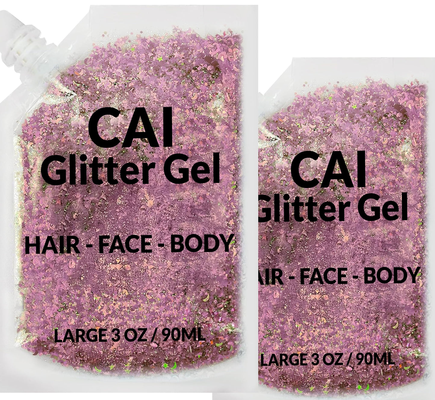 Face, Body & Hair Glitter Gel - Halloween Glitter for Kids and Women - 3 Oz Cosmetic-Grade Gel w/Moon & Stars for Festivals & Halloween Party, Easy Beauty & Personal Care CAI BEAUTY NYC
