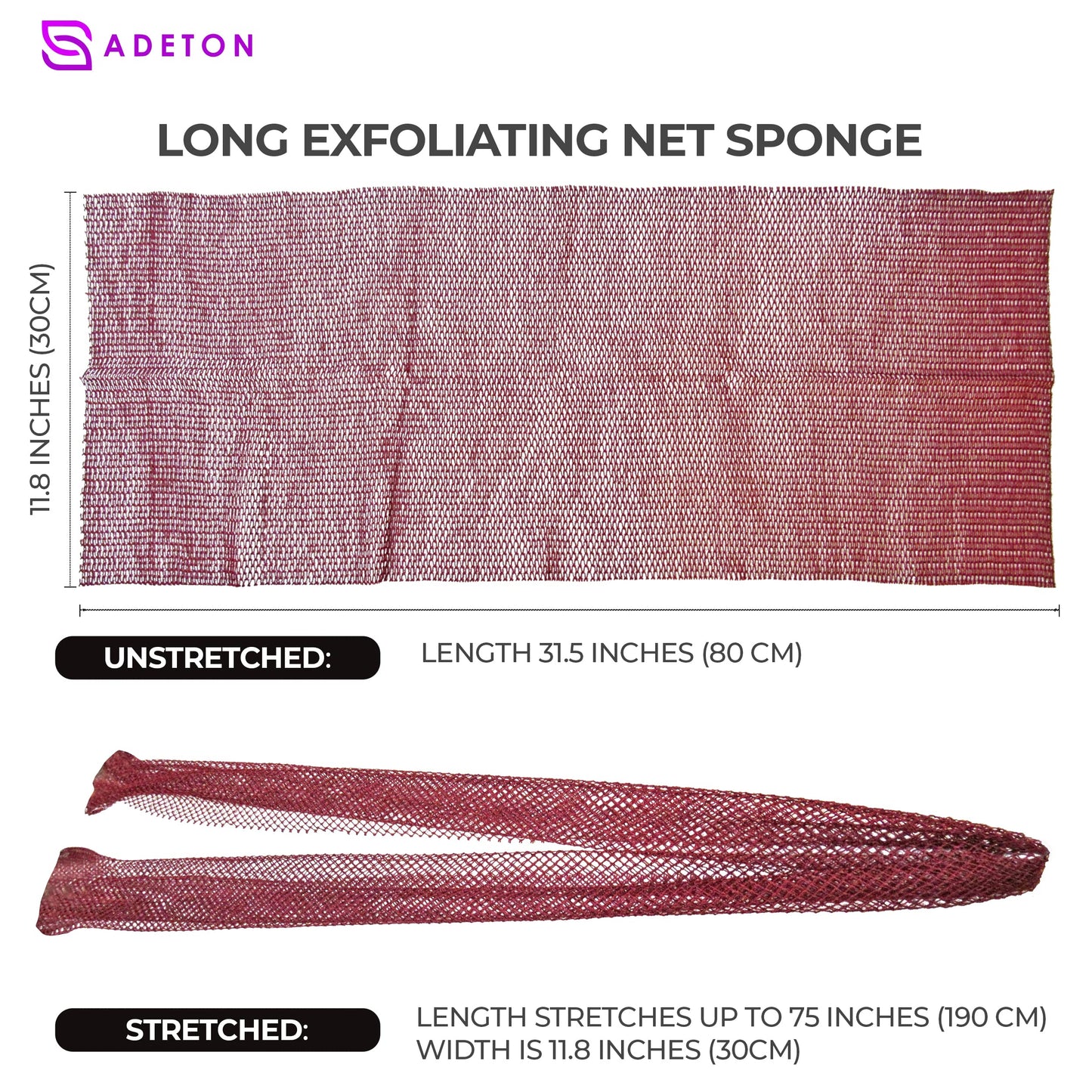 Adeton African Net Sponge, Authentic, Real, Black Owned, Exfoliating Bath Wash Cloth, Net Sponge, Body Exfoliator, Sapo, Shower Bath Accessories, Back Beauty & Personal Care ADETON