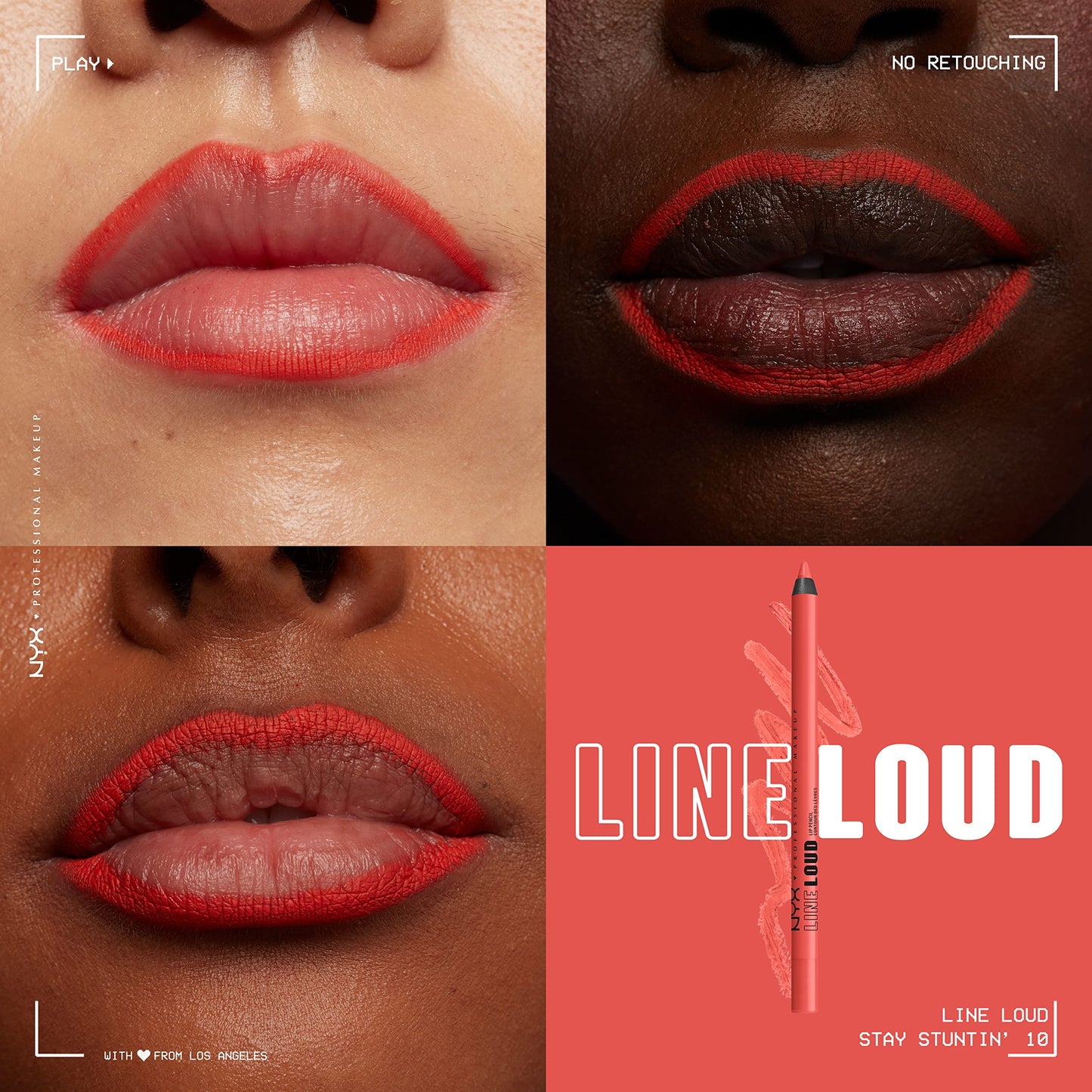 NYX PROFESSIONAL MAKEUP Line Loud Lip Liner, Longwear and Pigmented Lip Pencil with Jojoba Oil & Vitamin E - Stay Stuntin' (Midtone Bright Orange) Beauty & Personal Care NYX PROFESSIONAL MAKEUP