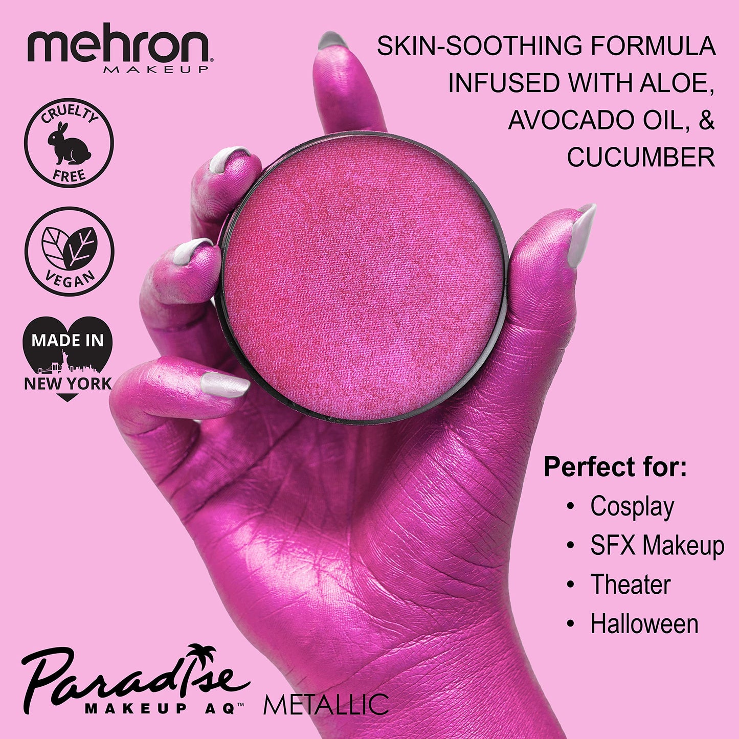 Mehron Paradise FX Metallics - Metallic Fuchsia 1.4 oz | Professional Water Activated Shimmering Metallic Paint for Raves, Costumes, Special Effects Beauty & Personal Care Mehron