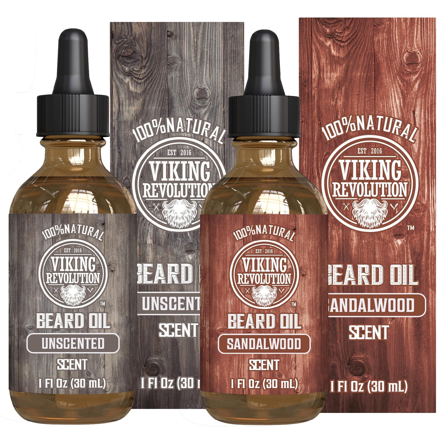 Viking Revolution Sandalwood and Unscented Beard Oil for Men - Natural Mens Beard Oil with Argan Oil and Jojoba Oil - Beard Softener, Strengthens Beauty & Personal Care Viking Revolution