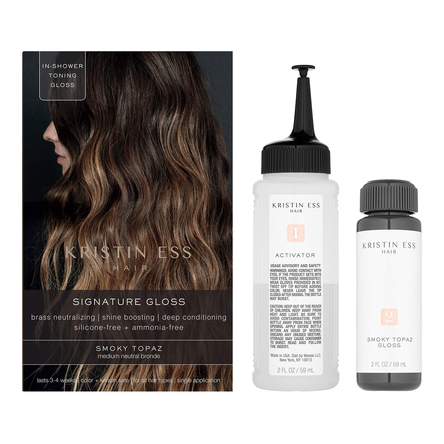 Kristin Ess Hair Gloss in Smokey Topaz Medium Neutral Blonde - 4 Wk Semi Permanent Hair Dye Glaze - Color Depositing Conditioner & Toner for Vibrant Beauty & Personal Care Kristin Ess