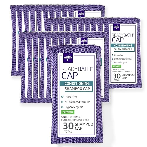 Medline ReadyBath Scented Rinse-Free Shampoo Cap with Conditioner, 30 Count Beauty & Personal Care Medline