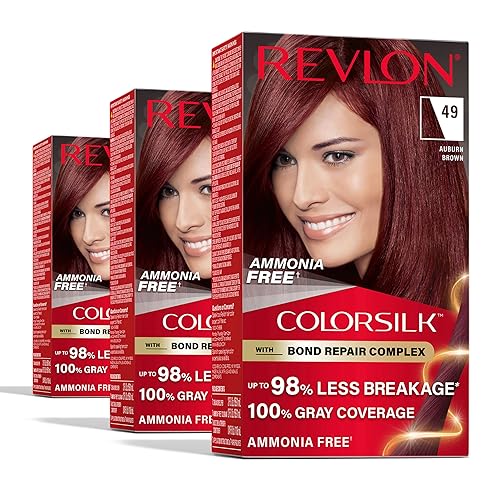 Revlon ColorSilk with Bond Repair Complex, Auburn Permanent Hair Color, 100% Gray Coverage, Ammonia Free Hair Dye, Vegan Keratin, 49 Auburn Brown Beauty & Personal Care REVLON