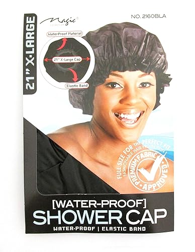 X-Large BLACK 21" Extra Large Water-Proof SHOWER CAP with Comfortable Elastic Band XL Beauty & Personal Care Patriotic Christian Caps