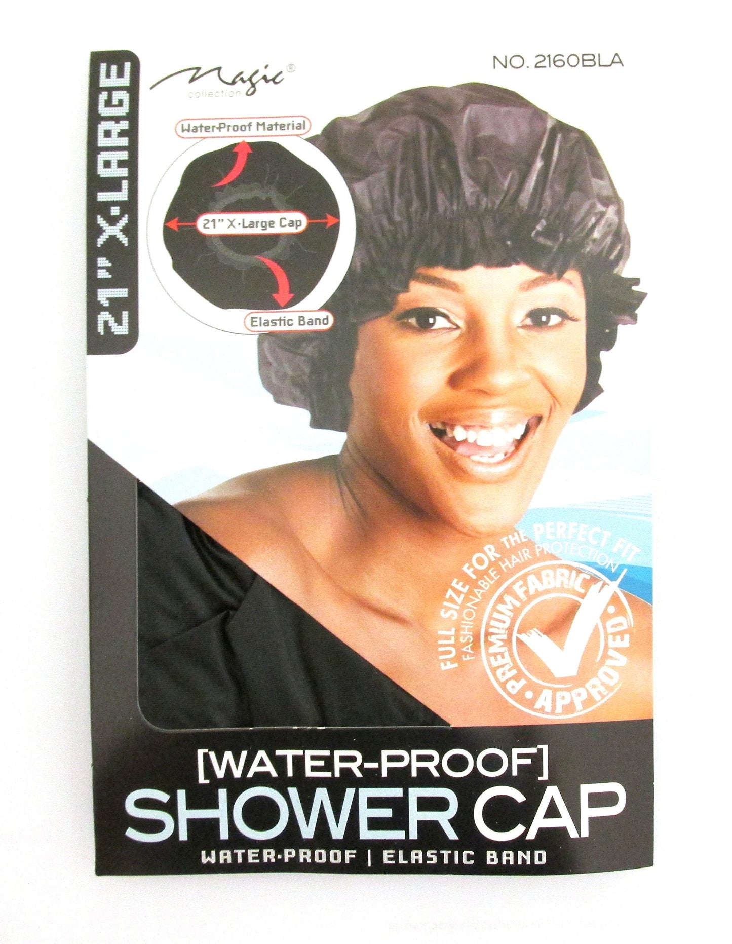 X-Large BLACK 21" Extra Large Water-Proof SHOWER CAP with Comfortable Elastic Band XL Beauty & Personal Care Patriotic Christian Caps