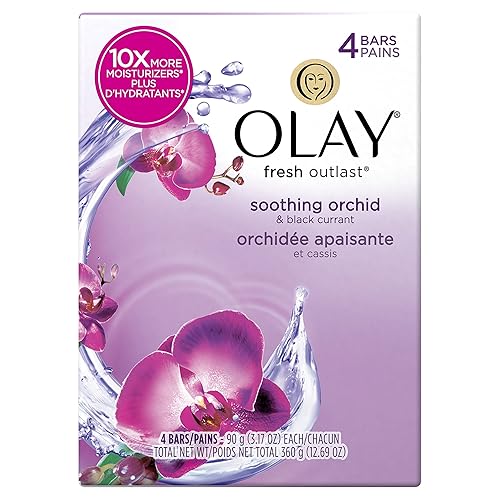 Olay Fresh Outlast Soothing Currant Beauty Bar, Orchid and Black, 4 Count, Packaging May Vary Beauty & Personal Care Olay