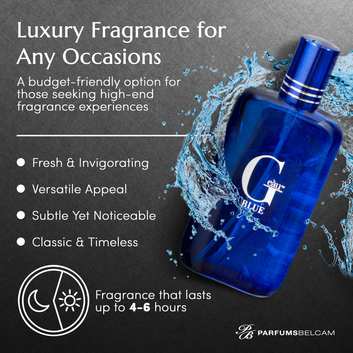 PB ParfumsBelcam G Eau Blue Eau de Toilette Spray - Men’s Cologne, Long-Lasting Summer Fragrance for Men and Teen Boys, Perfume para Hombre - 3.4 Fl Beauty & Personal Care PB ParfumsBelcam